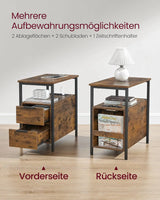 Beistelltisch mit Steckdosenleiste Vintagebraun-Schwarz von Songmics