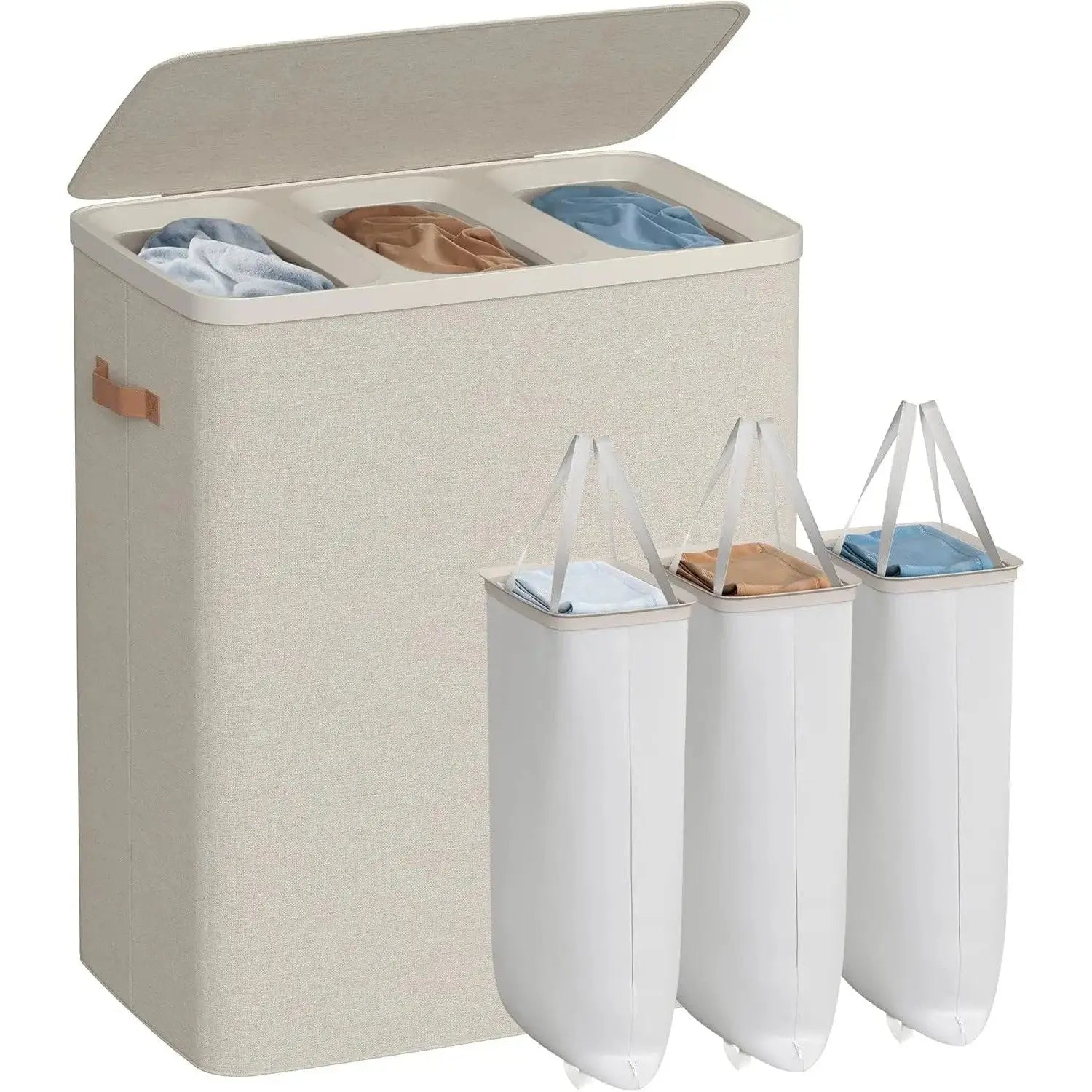Wäschekorb 190L Cappuccino Beige Stoff von Songmics