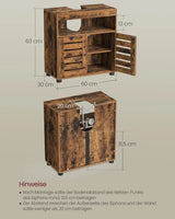 Waschbeckenunterschrank mit Lamellentüren vintagebraun von Songmics