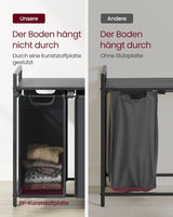 Wäschekorb mit 3 Fächern und Ablage, schiefergrau-anthrazitgrau von Songmics