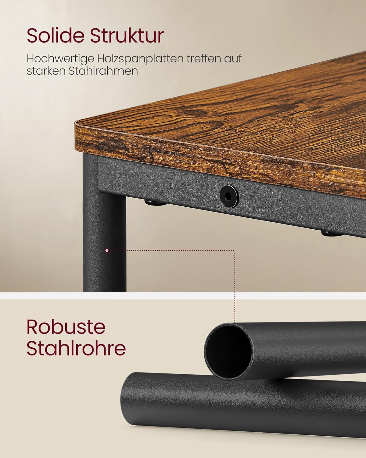 Beistelltisch mit Ladefunktion vintagebraun-tintenschwarz von Songmics