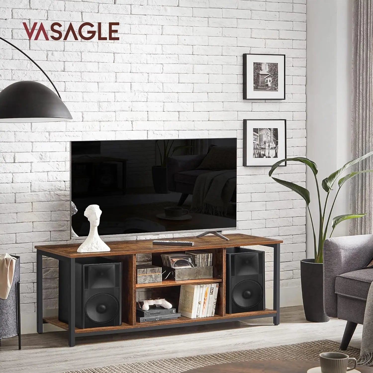 TV-Schrank Industrie-Design vintagebraun Holz von Songmics