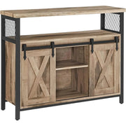 Sideboard Landhausstil Schiebetüren naturfarben Holz von Songmics