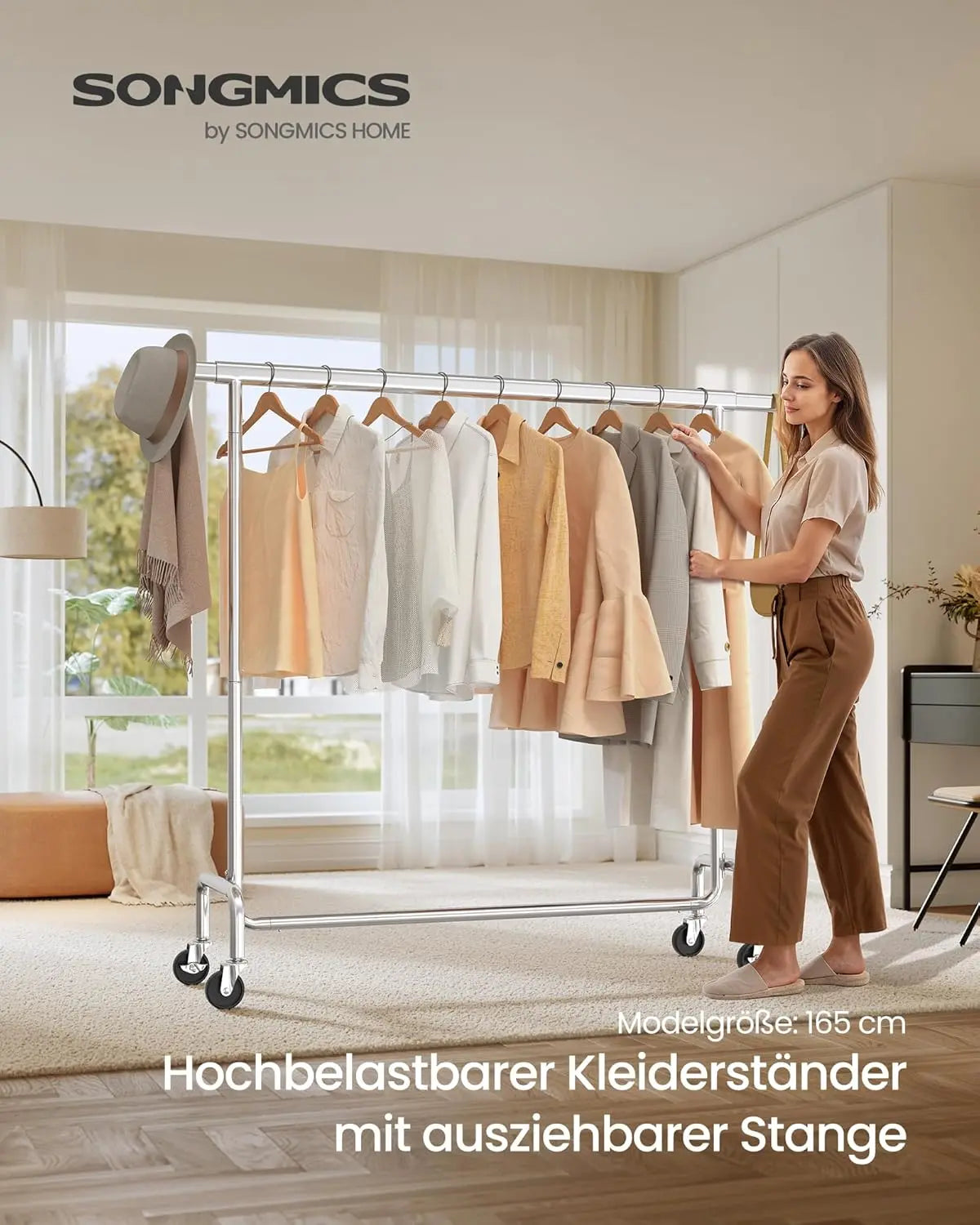 Kleiderständer auf Rollen Metall silbern von Songmics