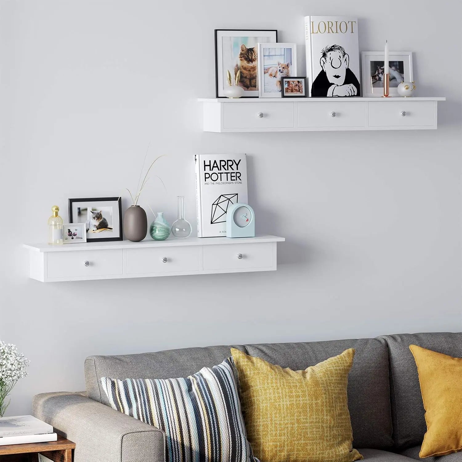 Wandregal mit Schubladen modern platzsparend weiss von Songmics