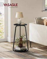 Beistelltisch rund modern Glasplatte marmorschwarz von Songmics