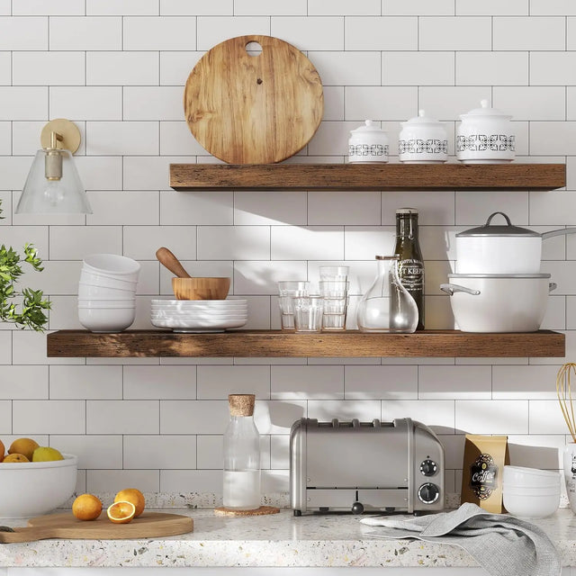 Wandregal rustikal braun 20x60 cm von Songmics