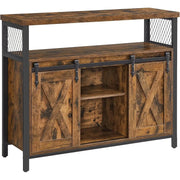 Sideboard Landhausstil Schiebetüren Verstellbare Ablagen Vintagebraun von Songmics