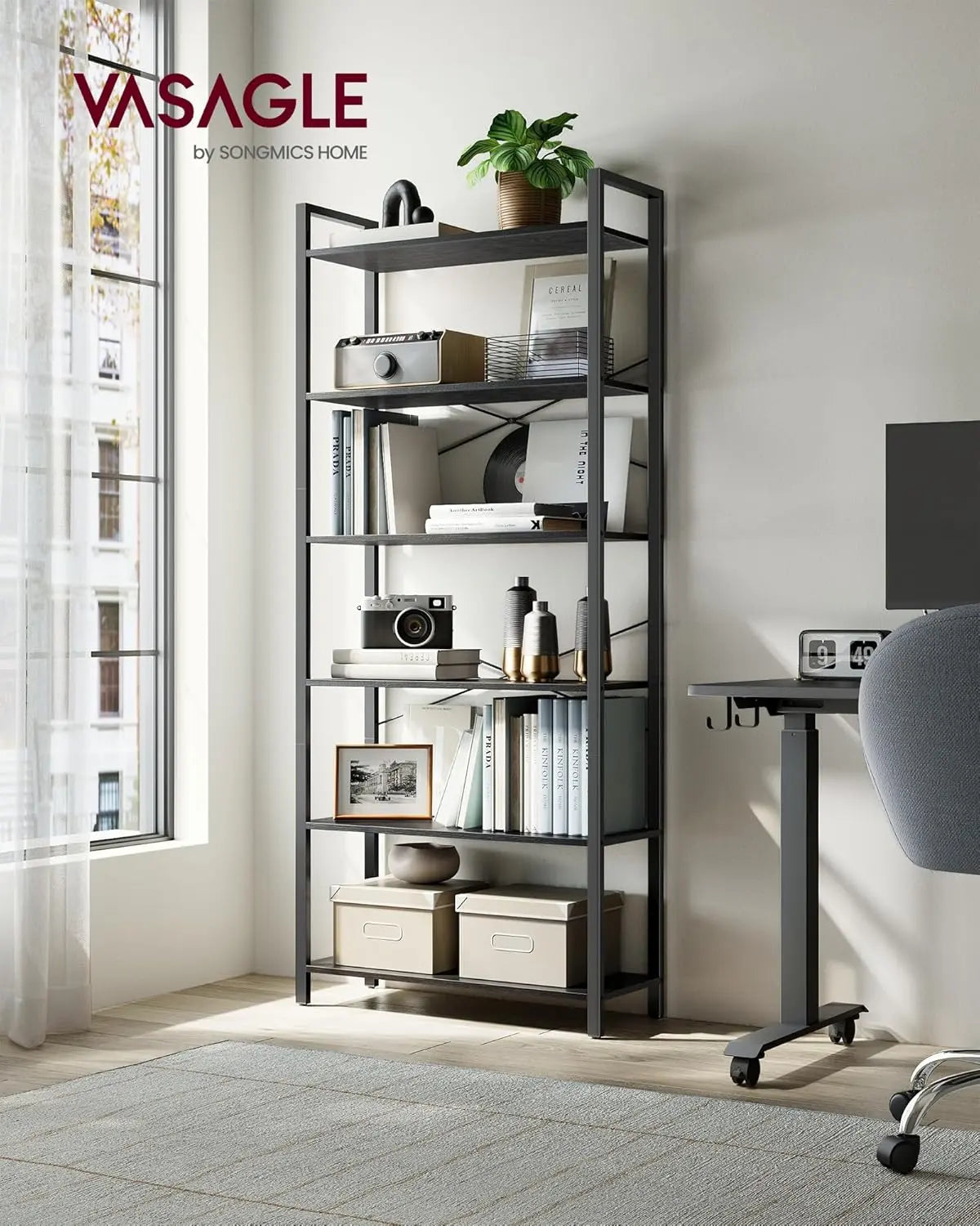 Bücherregal 6 Fächer Industrial Schwarz Stahl von guteszeug.ch