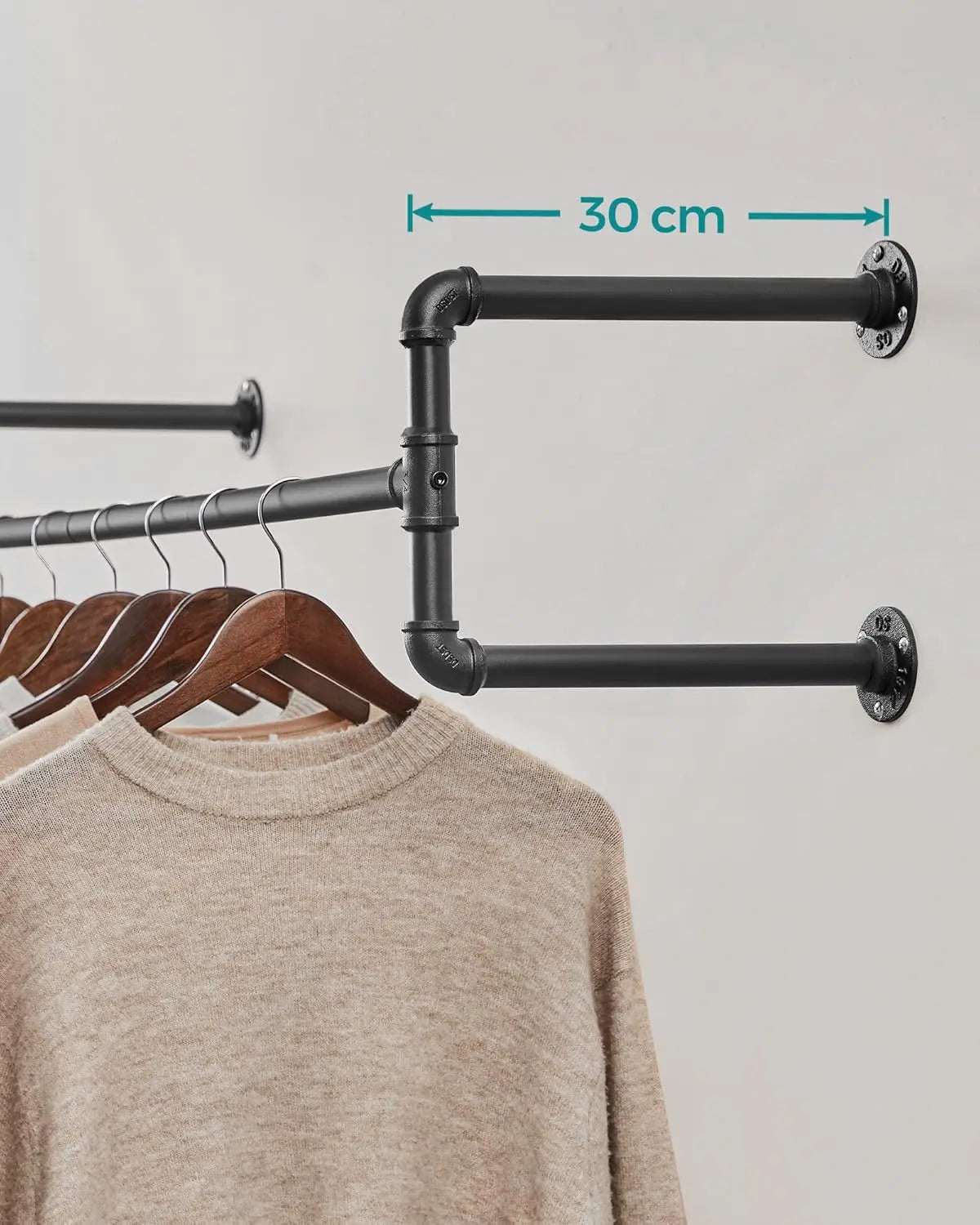 Kleiderständer Wandmontage Industrie-Design Set Schwarz von Songmics
