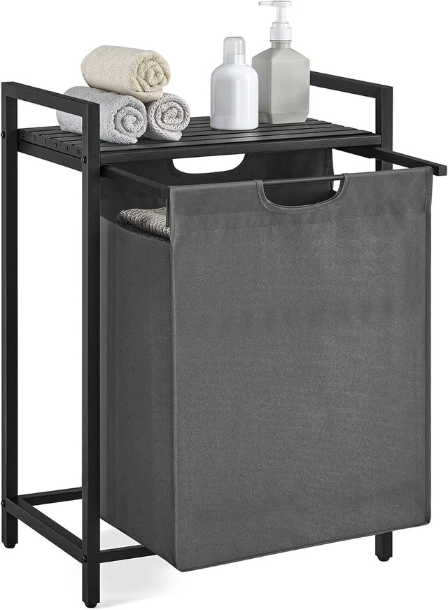 Wäschekorb mit Ablagefläche, Schiefergrau Anthrazitgrau von guteszeug.ch