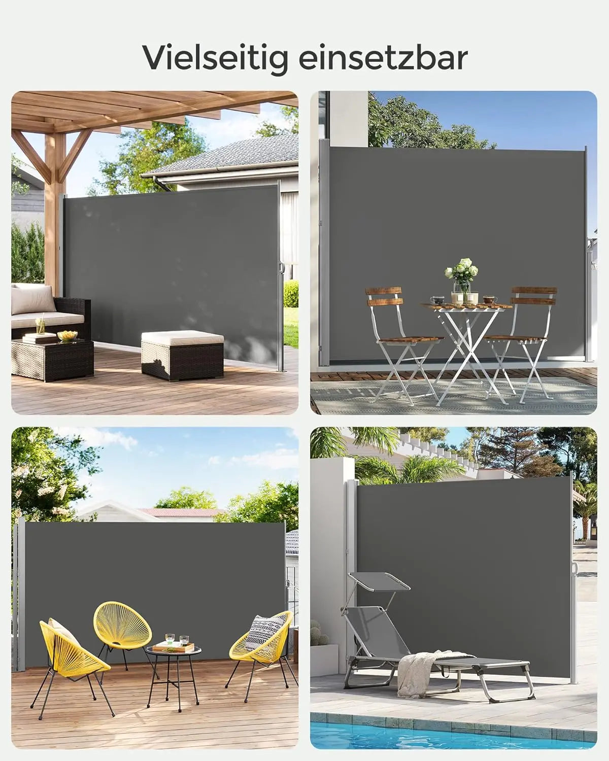 Seitenmarkise ausziehbar anthrazit Stahl 200x350cm von Songmics