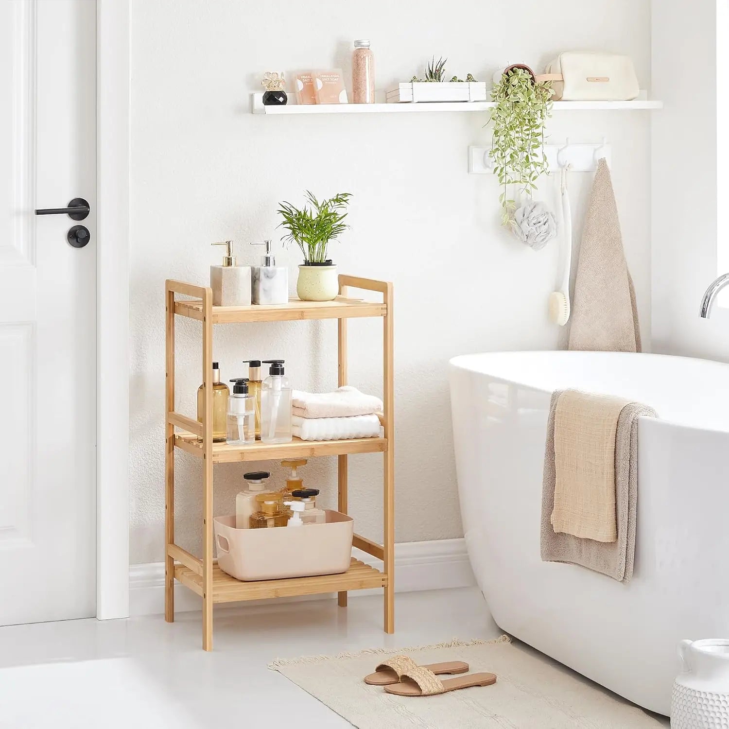 Bambus Standregal 3 Ablagen naturfarben von Songmics