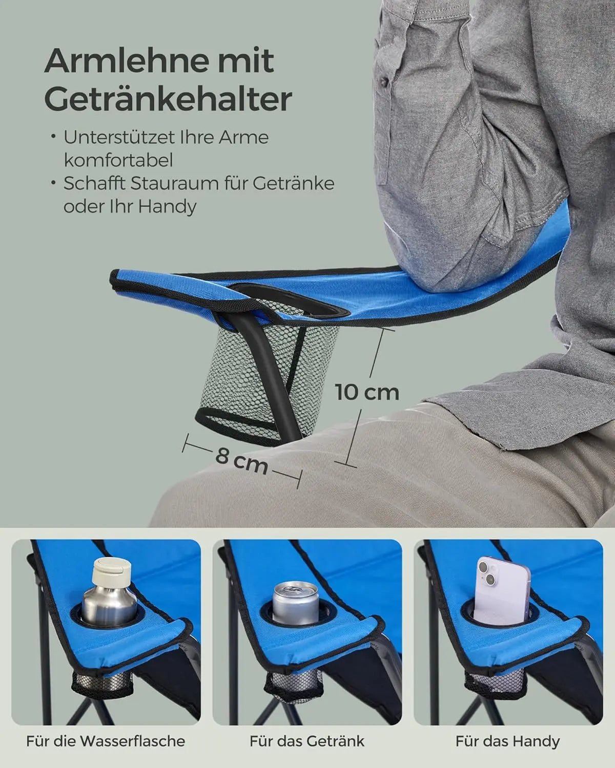 Campingstuhl faltbar gepolstert 250kg Schwarz von guteszeug.ch