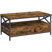 Couchtisch Wohnzimmer Schubladen Industrie Vintagebraun Schwarz von Songmics