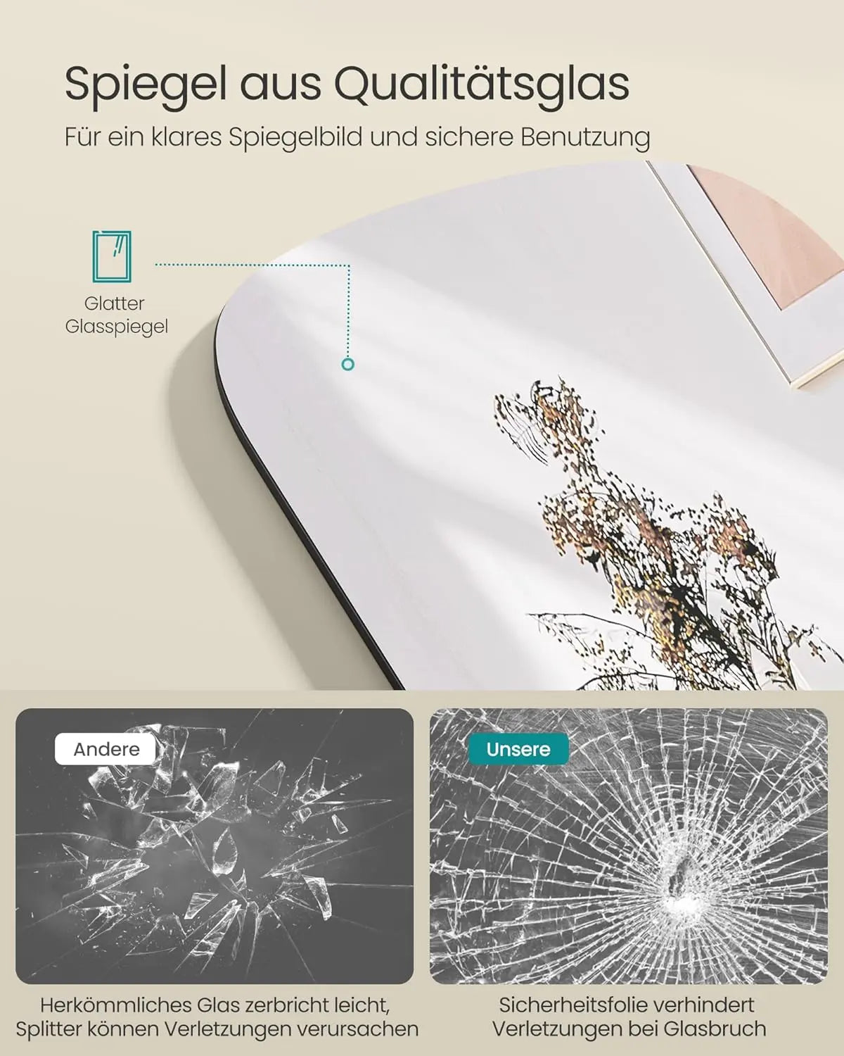 Standspiegel 160x50cm Aluminium Schwarz von Songmics