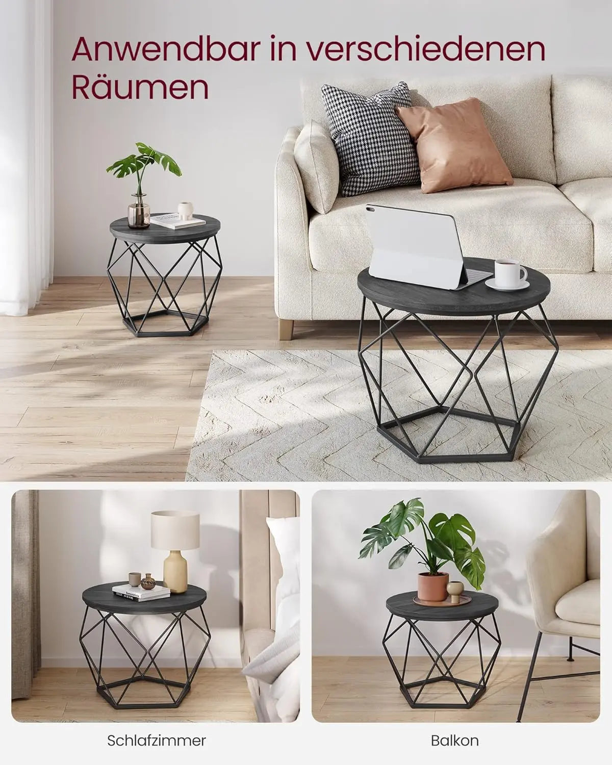 Couchtisch Set modern abnehmbar tintenschwarz von Songmics