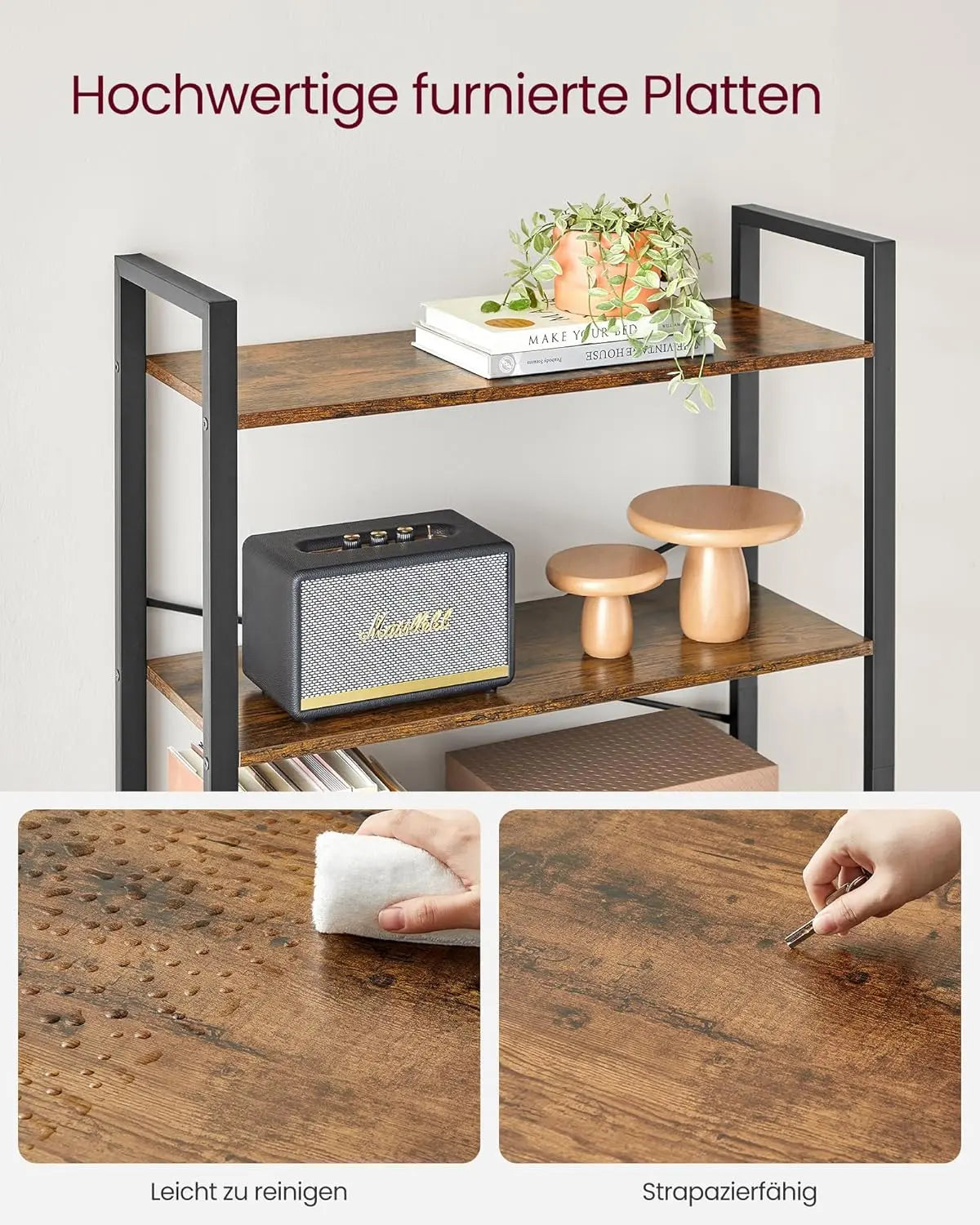 Bücherregal Industrie-Design freistehend vintagebraun-schwarz von Songmics