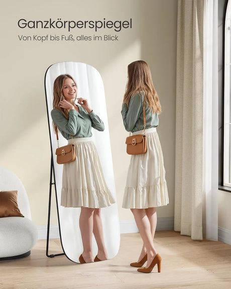 Standspiegel 160x50cm Aluminium Schwarz von Songmics