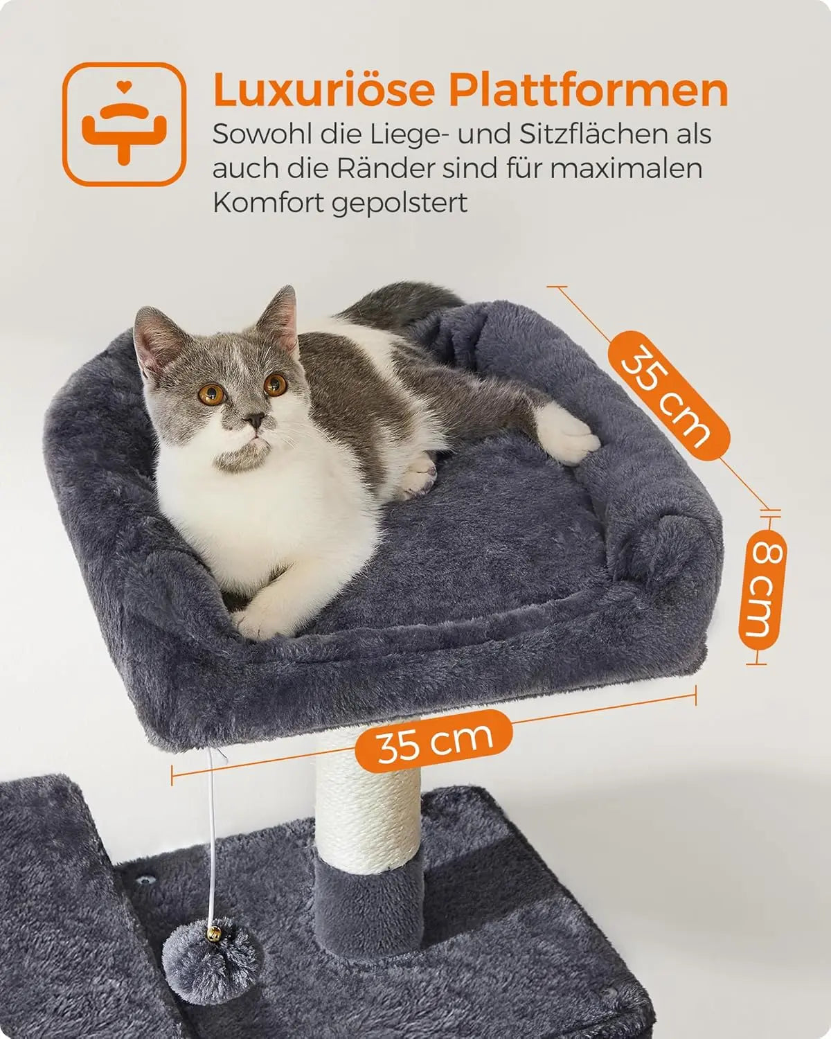 Kratzbaum Katzenhaus mit Hängematte rauchgrau von Songmics