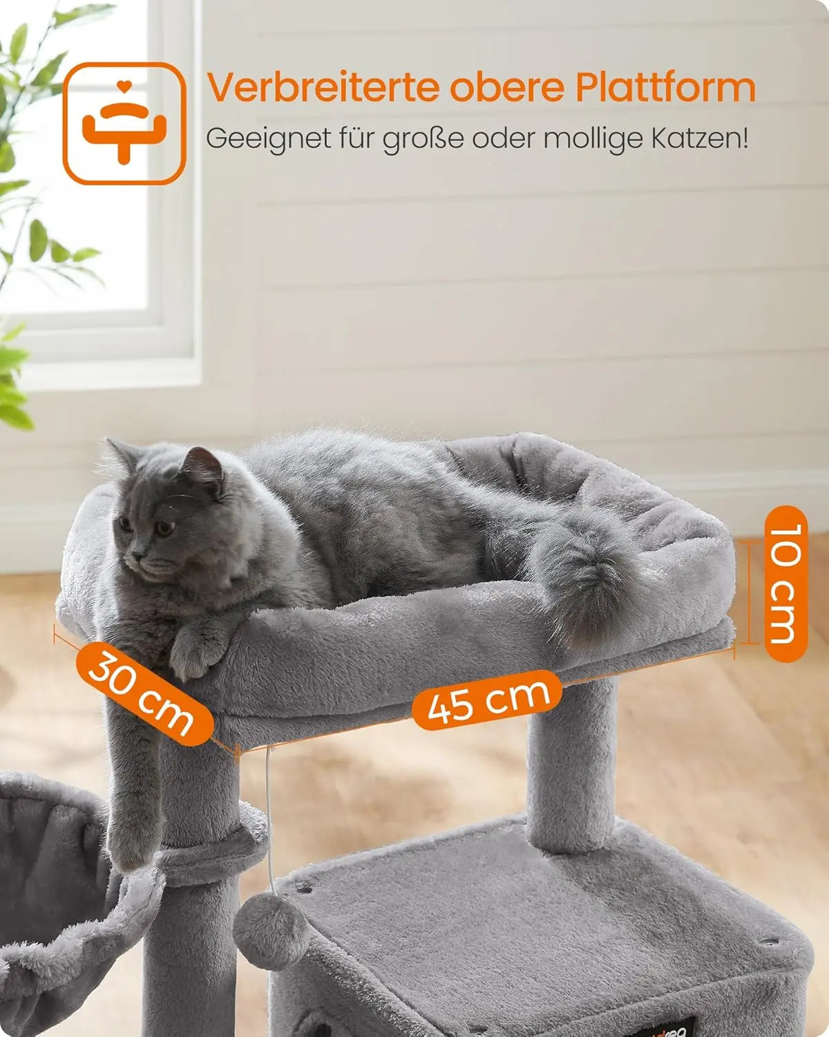 Kratzbaum Katzenbaum mit grosser Plattform hellgrau von Songmics