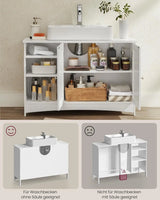 Waschbeckenunterschrank mit Türen und Fächern Weiss von Songmics