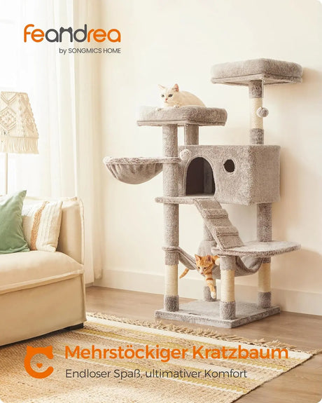 Kratzbaum gross für Katzen Ombré-Braun-Weiss von Songmics