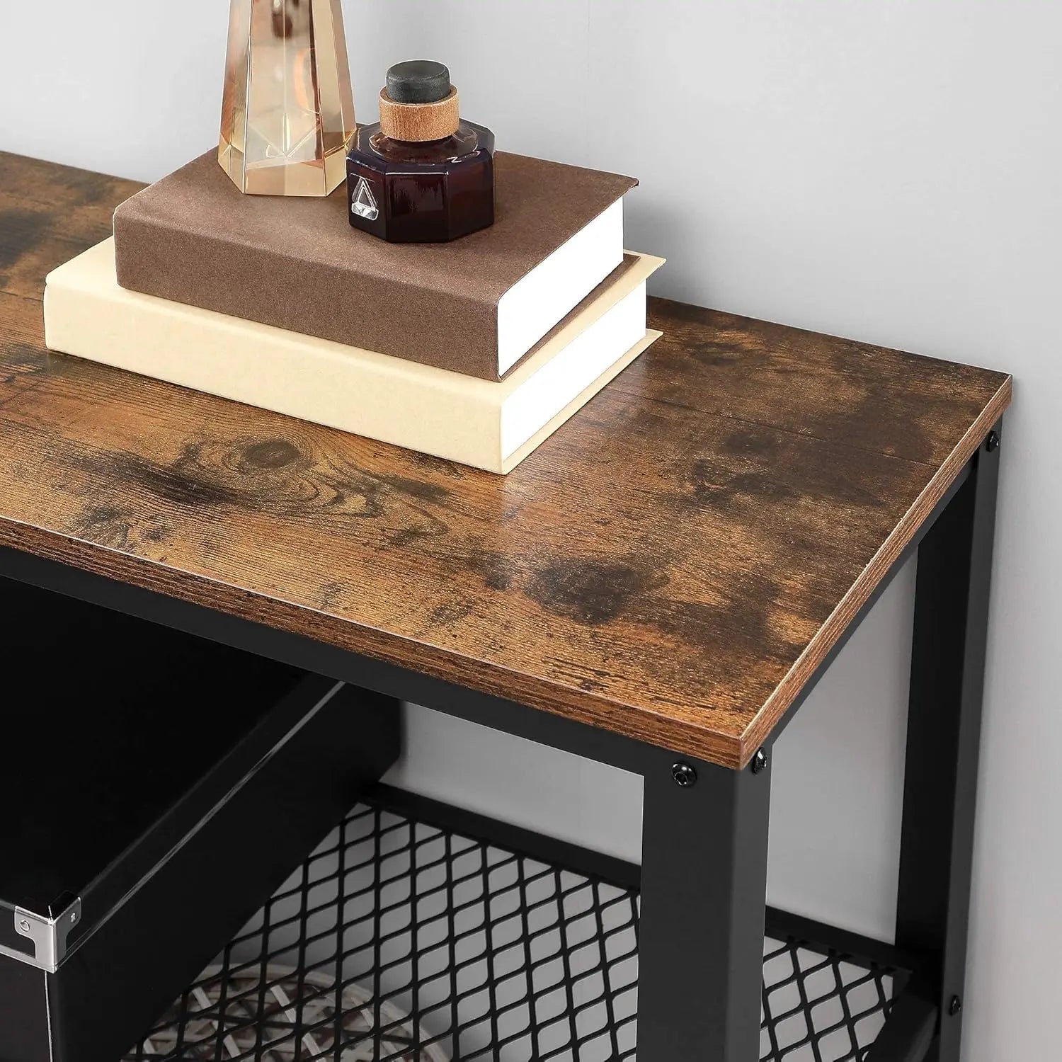 Konsolentisch Sideboard Stahlrahmen Industriestil Braun von Songmics