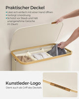 Wäschekorb mit Deckel 3 Fächer Cremeweiss von Songmics