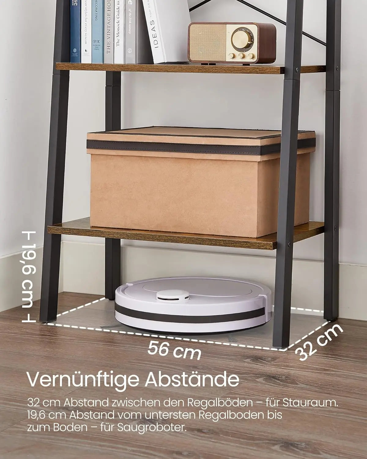 Standregal mit 5 Ablagen Vintagebraun-Schwarz von Songmics