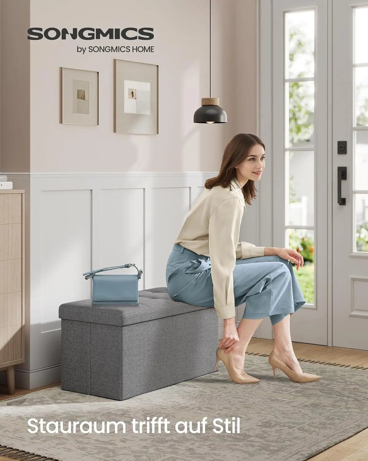 Sitzhocker mit Stauraum Aschgrau von Songmics