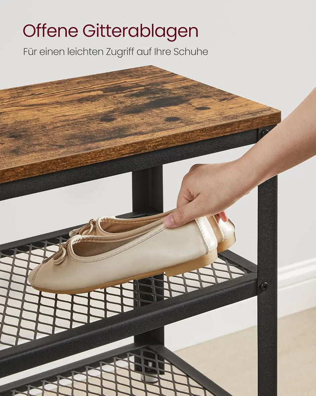 Schuhbank Metallgestell Industrie-Design vintagebraun von Songmics