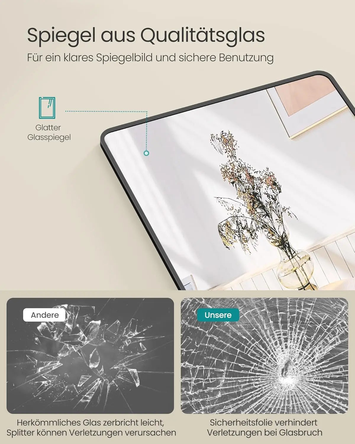 Ganzkörperspiegel 120x40cm Aluminium schwarz von Songmics