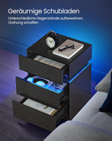 Nachttisch LED-Beleuchtung 3 Schubladen Schwarz von Songmics