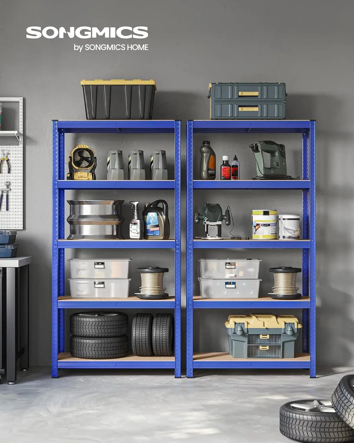 Schwerlastregal mit Stahlgestell 875kg Blau von Songmics