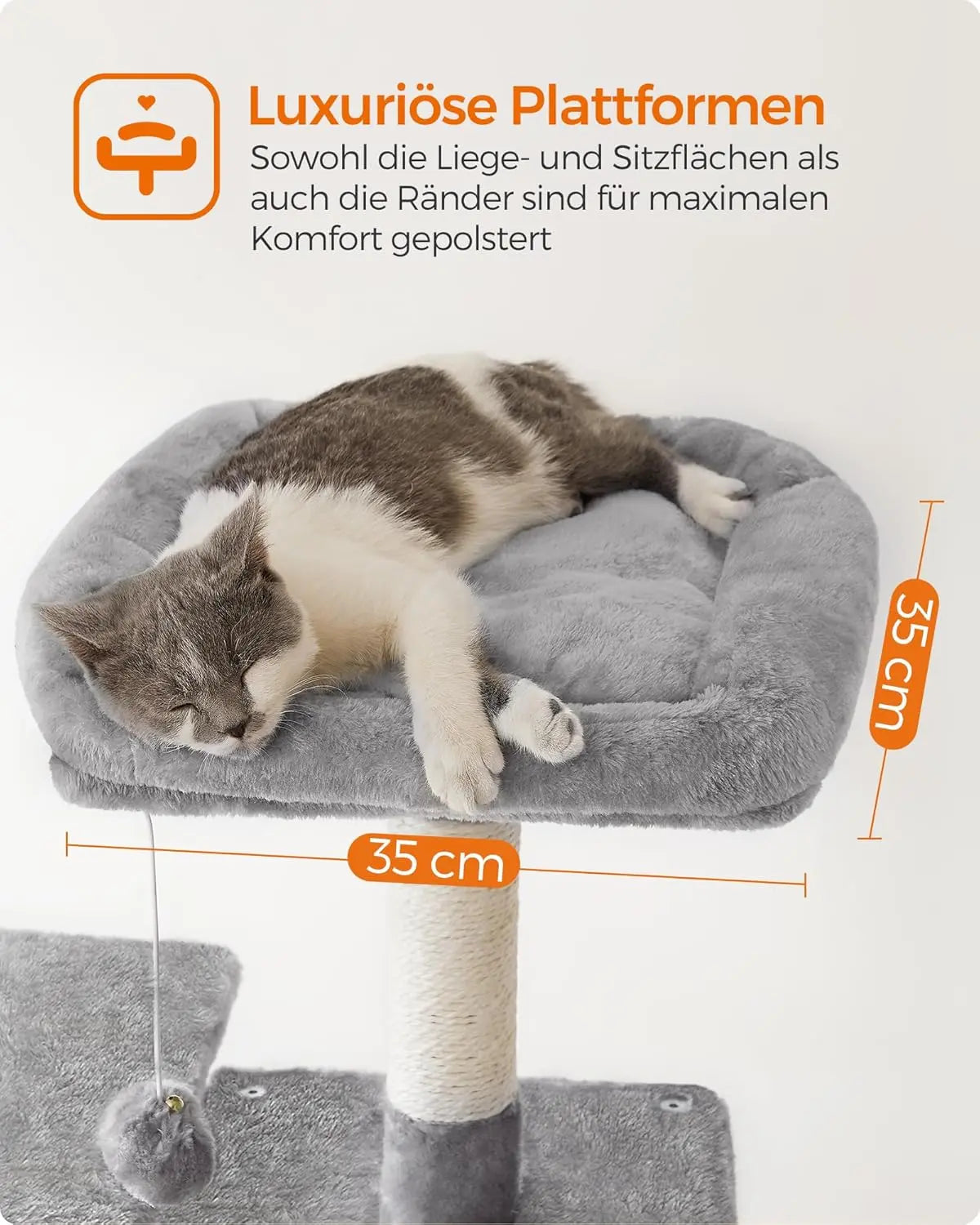 Kratzbaum Katzenhaus mit Hängematte hellgrau von Songmics