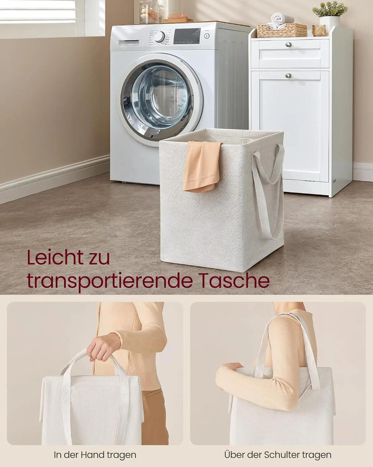 Badschrank mit Wäschekorb wolkenweiss von Songmics