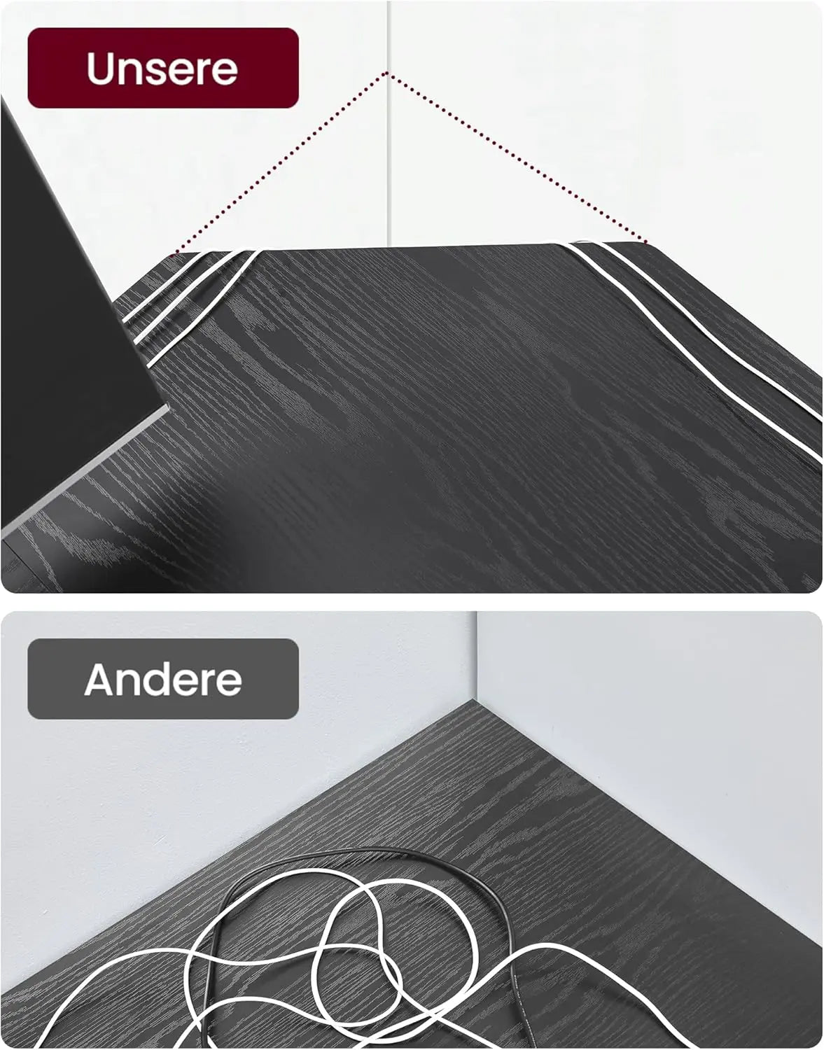 L-Schreibtisch platzsparend schwarz Holzoptik von Songmics