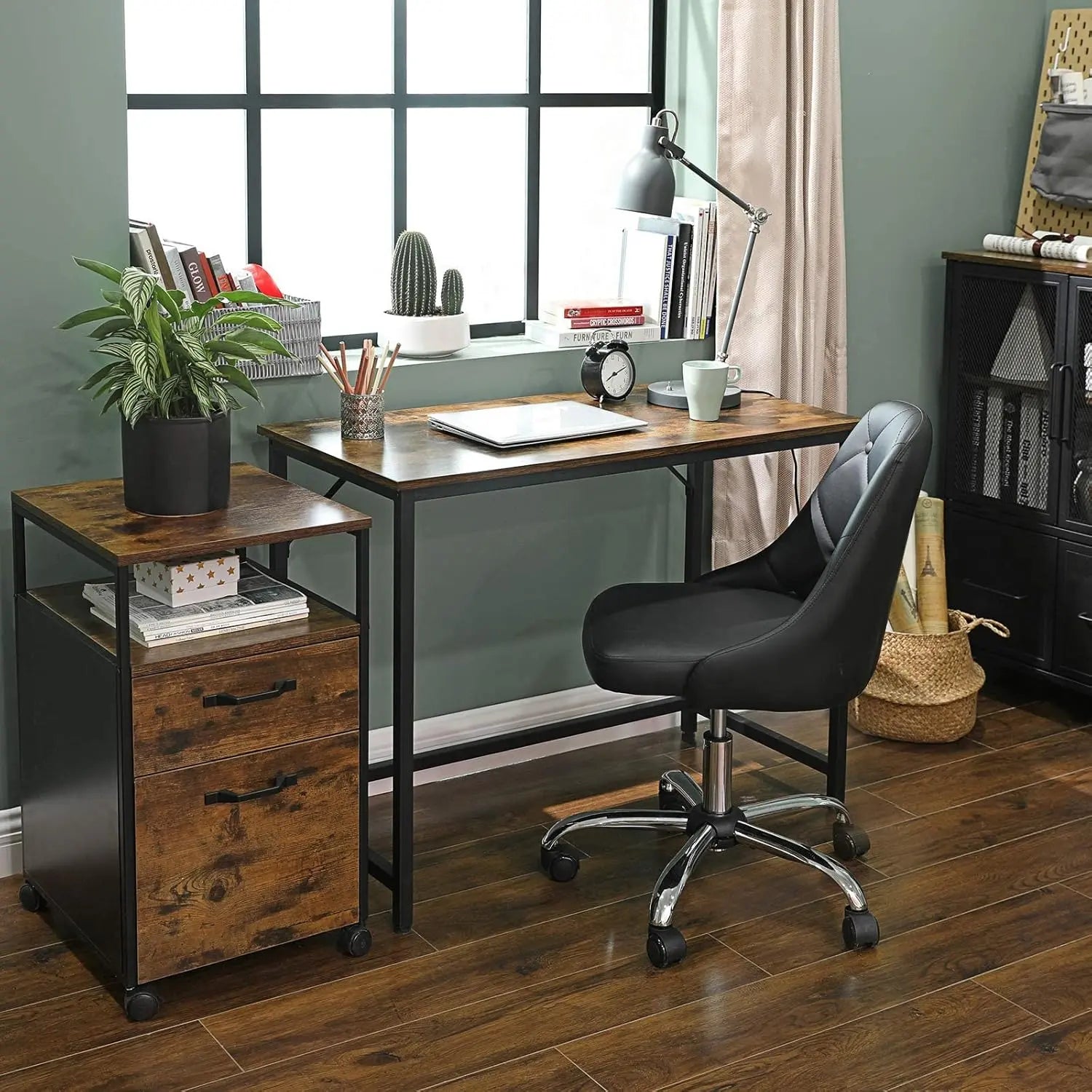 Computertisch 100x50cm vintagebraun Holzoptik Metall von Songmics