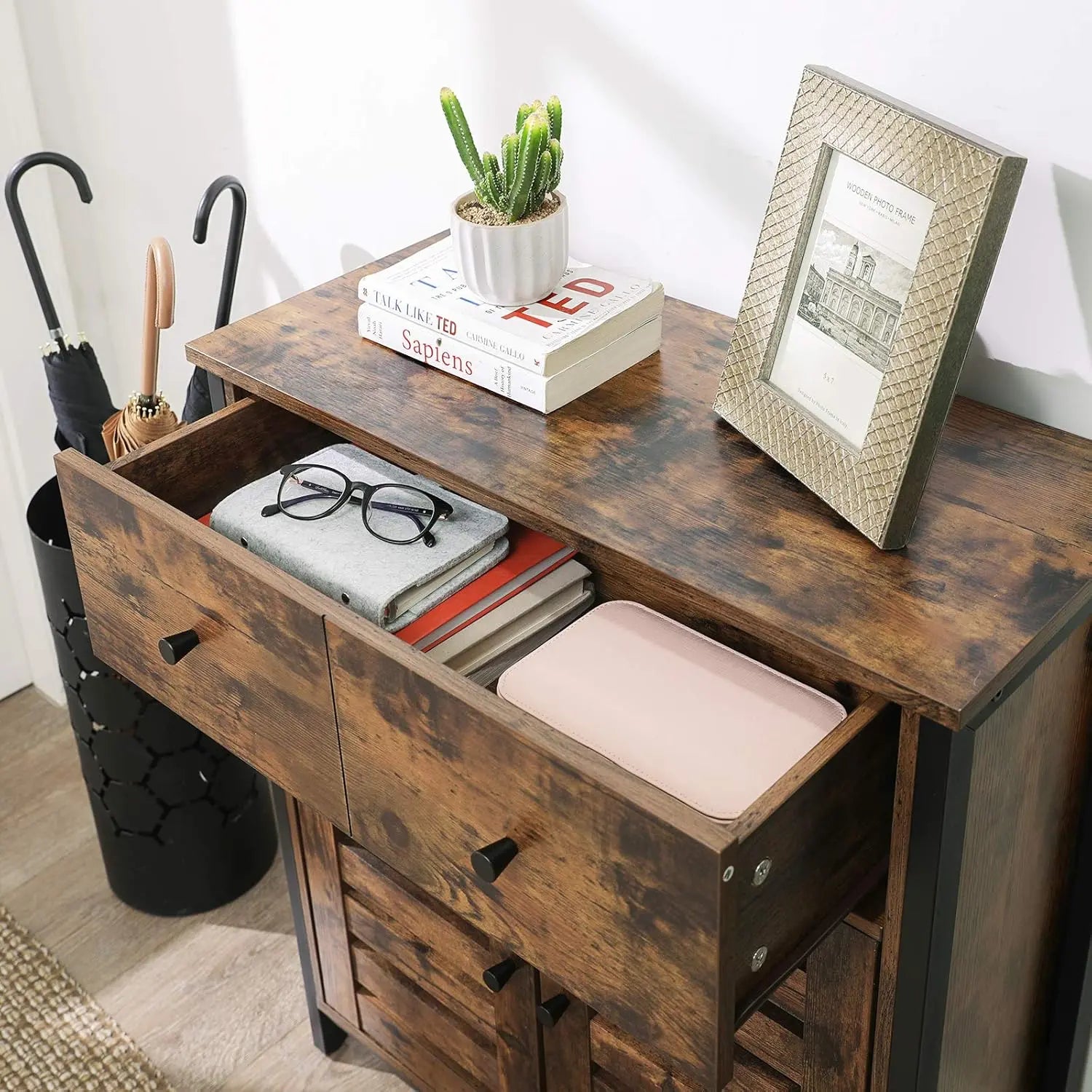 Bodenschrank mit Schublade rustikales Braun von Songmics