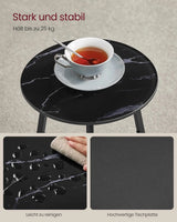Beistelltisch rund modern Glasplatte marmorschwarz von Songmics