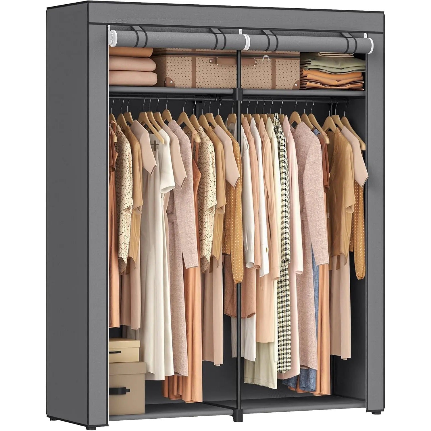 Aufbewahrungsschrank faltbar mit Aufhängestange Grau von Songmics