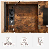 Beistelltisch mit Steckdose USB vintagebraun-schwarz von Songmics
