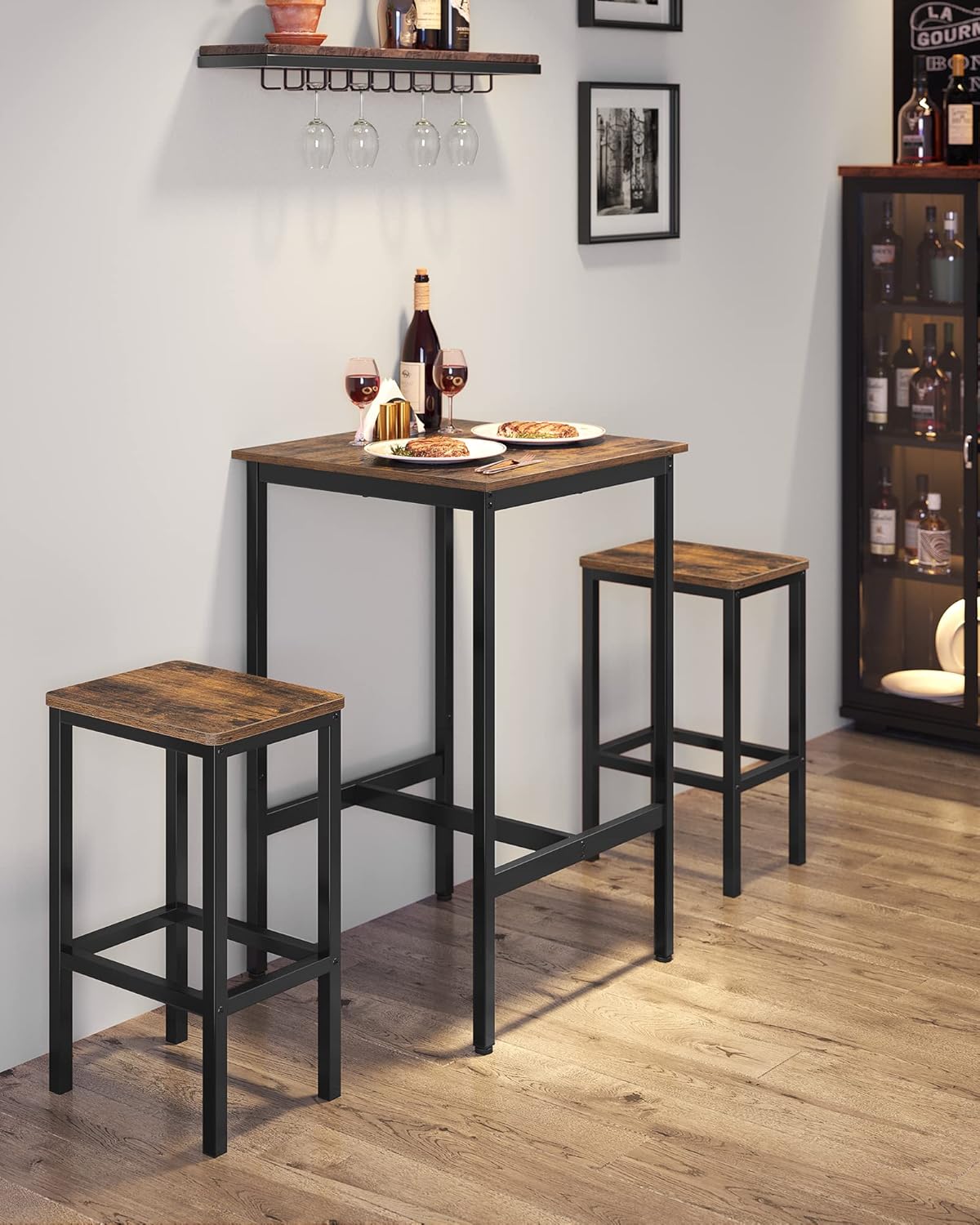 Bartisch quadratisch Industriestil rustikales Braun von guteszeug.ch