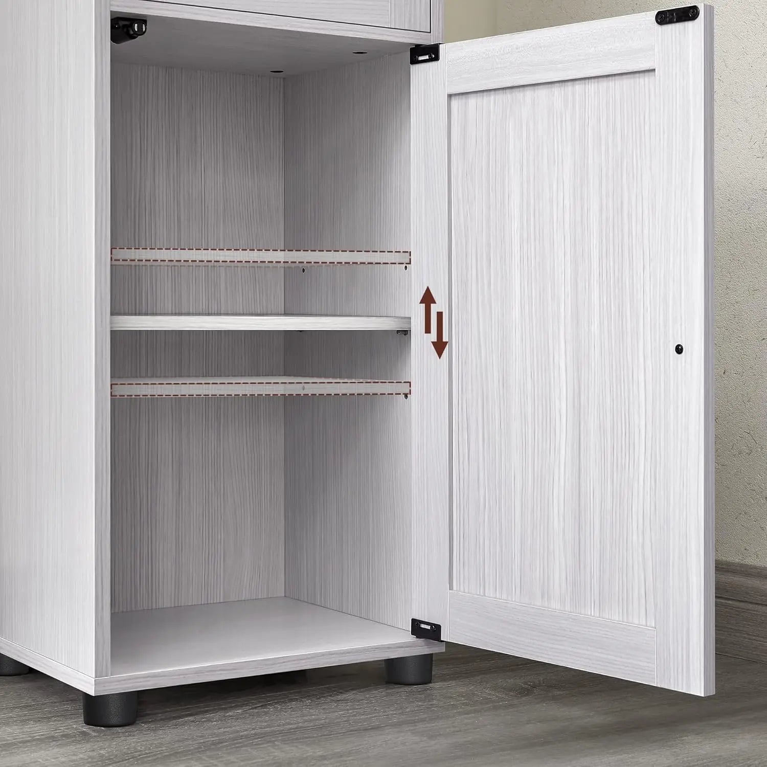 Badezimmerschrank Hochschrank Glastür Ahornweiss von Songmics