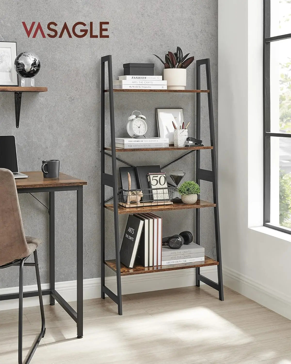 Leiterregal Bambus 4 Ebenen Vintage Braun von Songmics