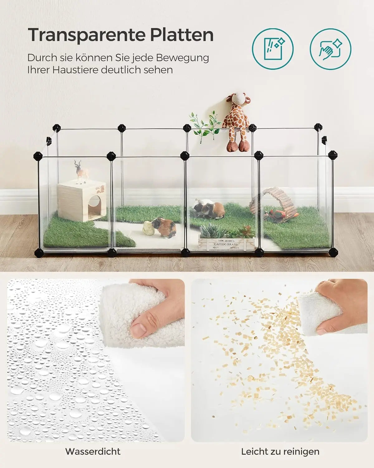 Freigehege Kunststoff für Kleintiere Weiss von Songmics