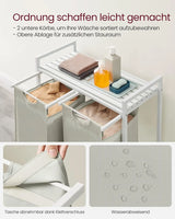 Wäschekorb mit 2 Fächern und Ablage, cremeweiss-mattweiss von Songmics