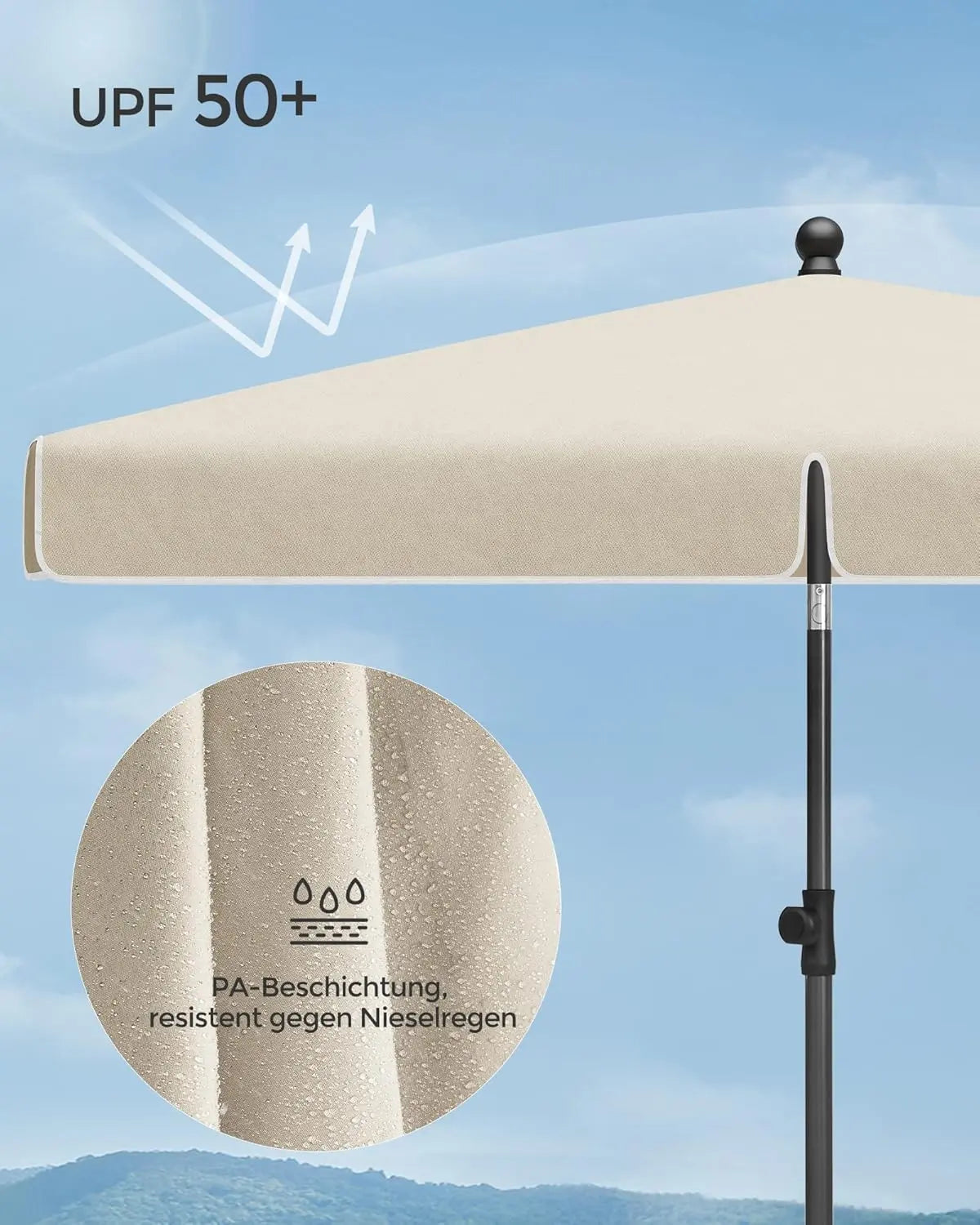 Balkonschirm 200x125cm UPF50+ beige von Songmics
