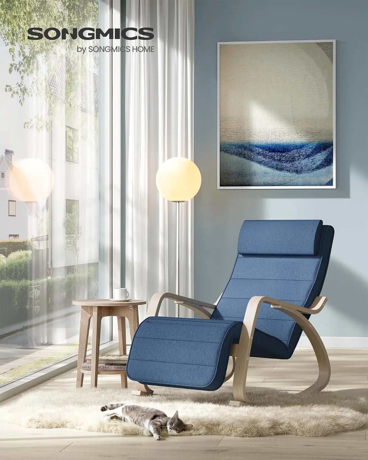 Schaukelstuhl Verstellbar Belastbar Wohnzimmer Mitternachtsblau von Songmics